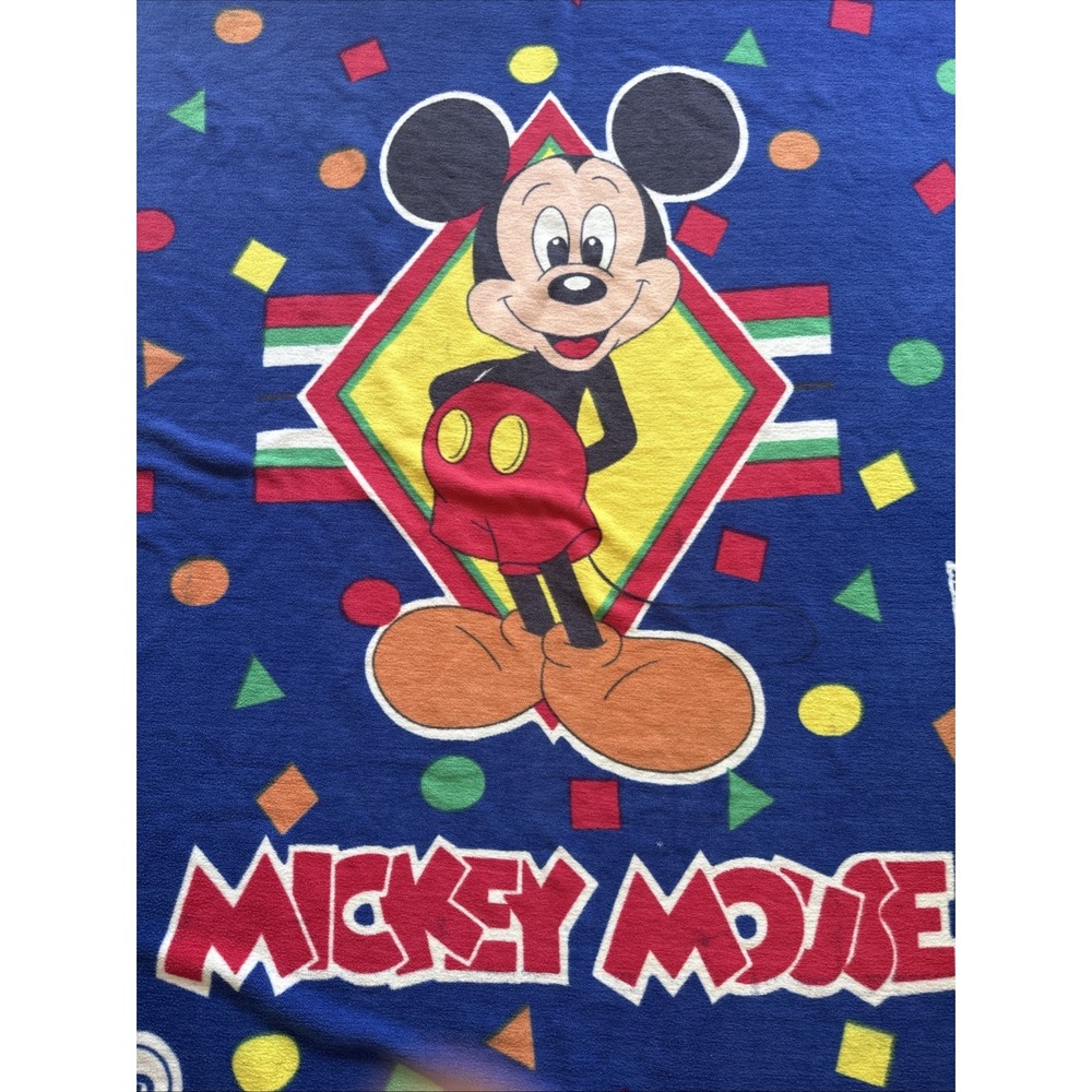 VTG Mickey Mouse Throw Blanket Bedspread 90s Disney Classic Biederlack? 80x60"